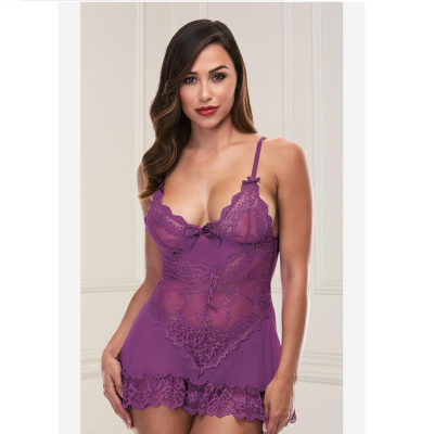 Baci Mini Lace Chemise-Purple