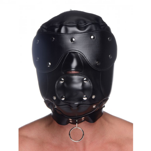 Muzzled Universal BDSM Hood with Removable Muzzle