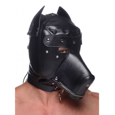 Muzzled Universal BDSM Hood with Removable Muzzle