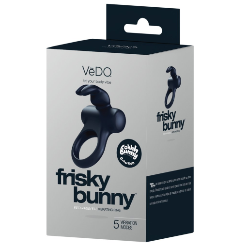 VeDO Frisky Bunny Rechargeable Vibrating Ring - Black Pearl